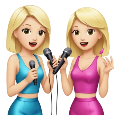 Two blonds doing karaoke  sticker