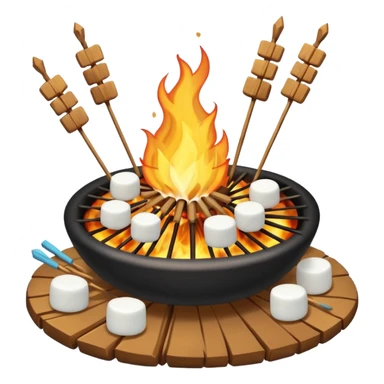 bonfire, with marshmallows on skewers, campfire sticker