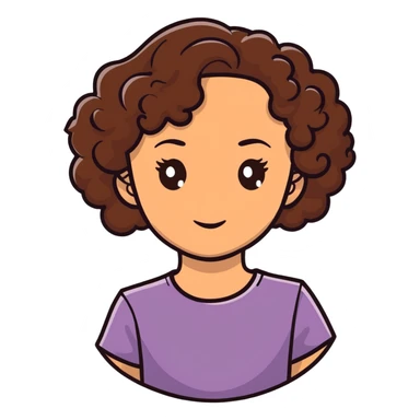 white girl with brown curly hair and brown eyes sticker