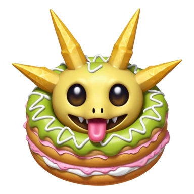 Necrozma Dusk Mane eating a sugary donut sticker