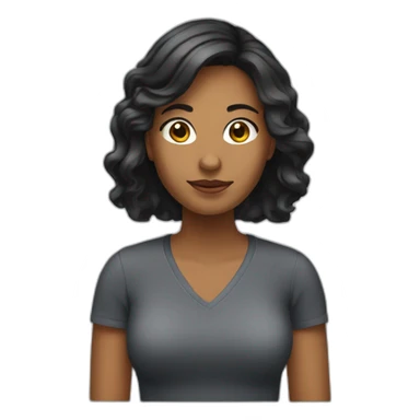 Mujer de cabello negro en un pc sticker