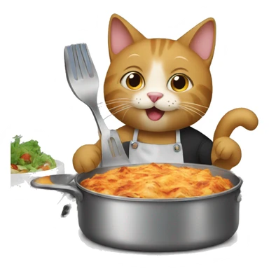 Cat cooking dinner sticker