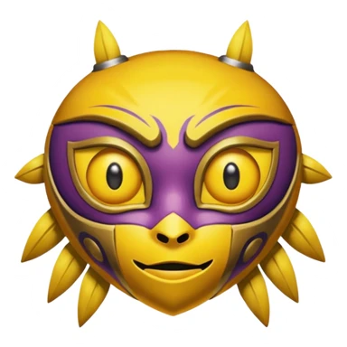 majoras mask mixed with the eyebrow raised emoji sticker