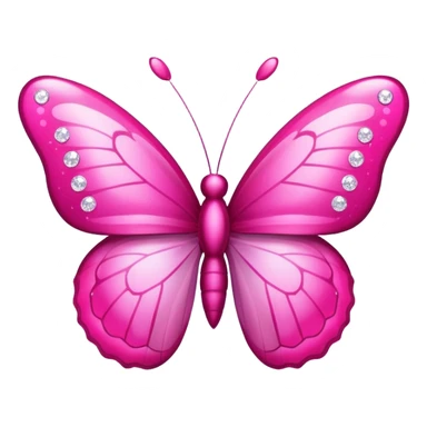 pink butterfly emoji, with sparkles, vibrant pink, apple style sticker