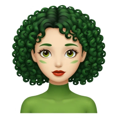 zumbi verde com cabelo cacheado feminina sticker