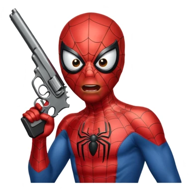 spiderman putting a pistol barrel in his mouth sticker