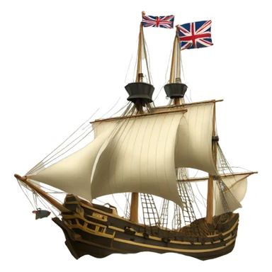 mayflower ship with one Grand Union Flag sticker