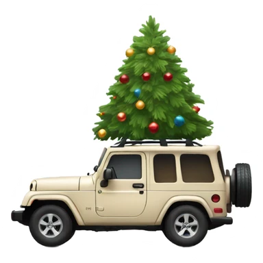 beige explore jeep car with christmas tree in the trunk sticker