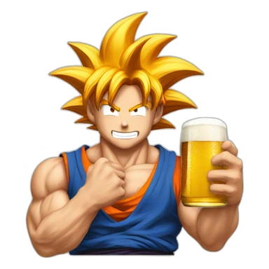 Goku qui prend une biere sticker