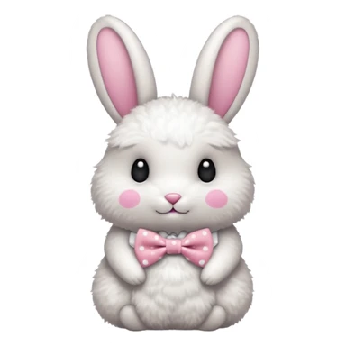 Fluffy rabbit with polka-dot pink bow tie, body sticker