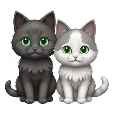 2 different coloured small cats including a dark grey and white and a completely solid dark grey with green eyes and only white paws sticker