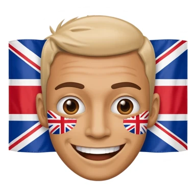 cool crazy guy with face half of UK flag sticker