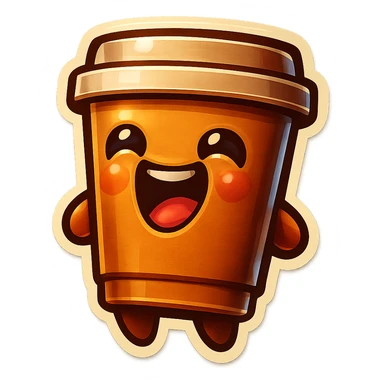 Tall coffee cup, laughing hard sticker