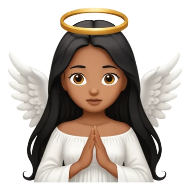 angel with brown skin, long black hair sticker