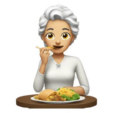 Lady eating sticker