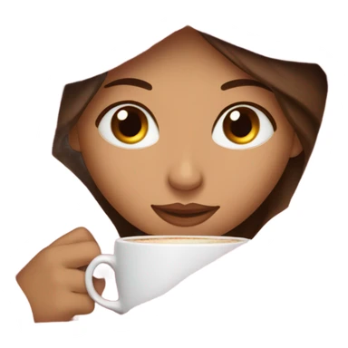 girl inside a pink blanket sipping coffee eyes closed, brunette with fair skin sticker