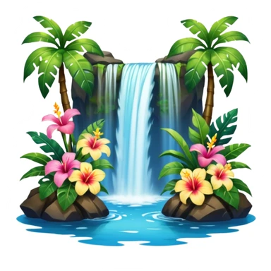 Hawaiian waterfall with flowers sticker