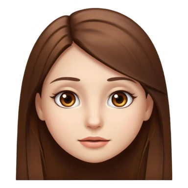 Girl emoji with straight long brown hair and brown eyes with long eyelashes  sticker