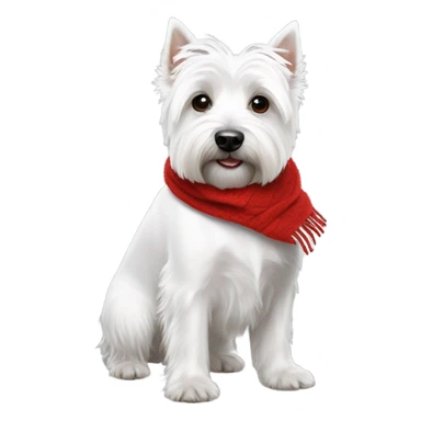 A West Highland White Terrier wearing a red scarf sticker