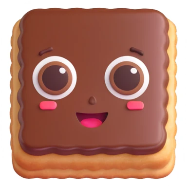 Rectangular chocolate mini pastry, palav mischievous eyes, tilted slightly, small grin, text above: "ПАСТИЧКА", chibi style, Twitch emoji style, transparent background, colorful

 sticker
