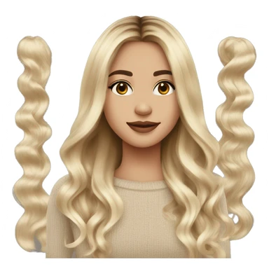Blonde balayage long hair women beige sweater sticker