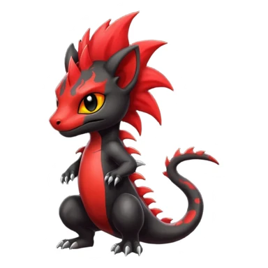 Shiny cool badass Fiery gothic evil black and red salandit-Liten-torracat with a red Mohawk  sticker