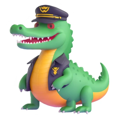 crocodile with pilot hat sticker
