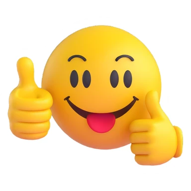 3D smiley emoji, round shape, thumbs down, with the text "dislike" sticker