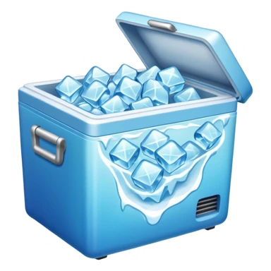 An open cooler getting dumped out with a bunch of ice spilling out sticker