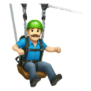 white man with mustache zip lining sticker