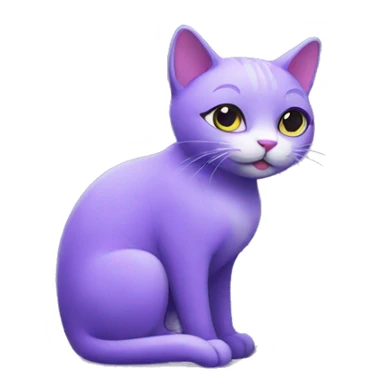 purple cat with a flower sticker