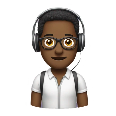 add podcast headphones. Make characters African American. One character wearing glasses.   sticker