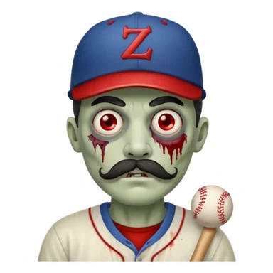 zombie with baseball hat and mustache sticker