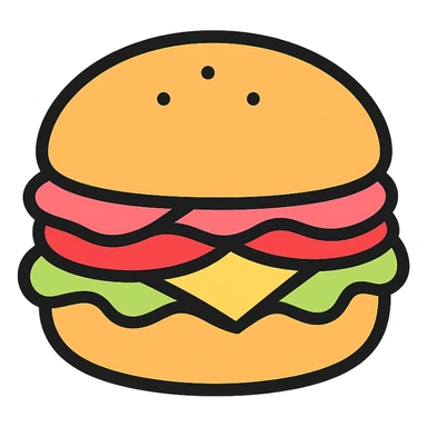 Round sandwich, color outline style sticker
