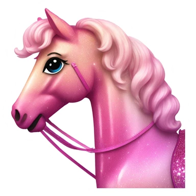 Pink ombre carousel horse with glitter  sticker