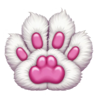 white cat paw with arm, from the bottom, vivid pink toe beans, cute sticker