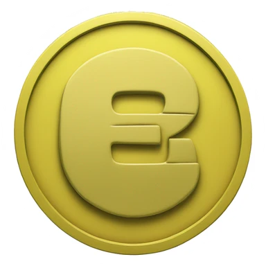 ruble sign on a yellow coin sticker