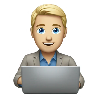 white man working on laptop blue eyes sticker