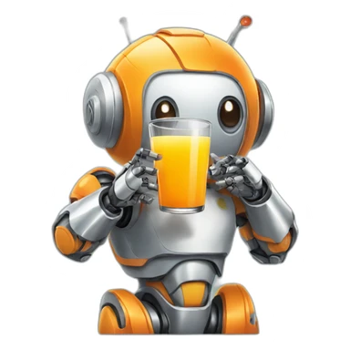 Robot drinking orange juice sticker