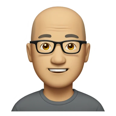 middle aged bald asian man with glasses sticker