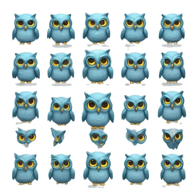 light blue owl cartoony and cyberpunk transparrent back round sticker
