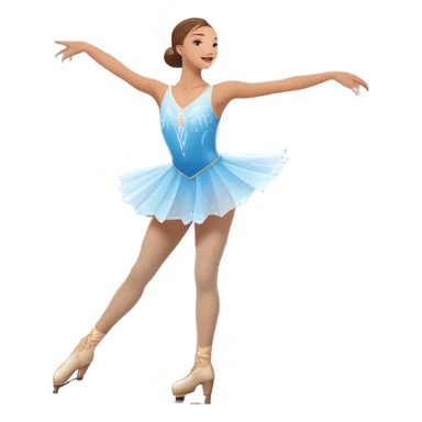 An icon showing a graceful figure skater performing a spin on the ice in a grand ice palace. The rink is illuminated by soft light beams, with cheering spectators in the stands. Snowflakes gently fall, adding to the magical atmosphere. Transparent background highlights elegance and artistry. sticker