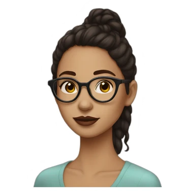 Young brunette woman with glasses and septum piercing sticker