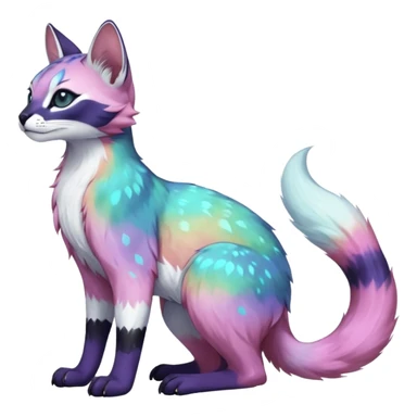 Colorful nebulae nebula starry galactical shiny tropical pale light fruity pastel white glorious iridescent divine exotic cute cool beautiful realistic antasy-caracal-civet-genet-sergal-vernid-Cacomistle-Trico-oncilla-animal-Fakémon-hybrid-fursona (full body) sticker