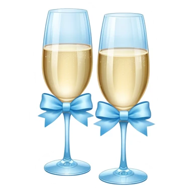 two light blue champagne glass with light blue bow  sticker