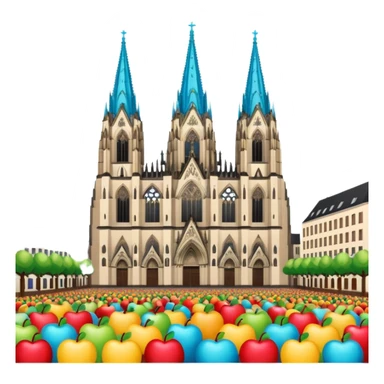 Cologne Cathedral with carnival vibe in Köln, Germany, apple emoji style, no frame or border sticker