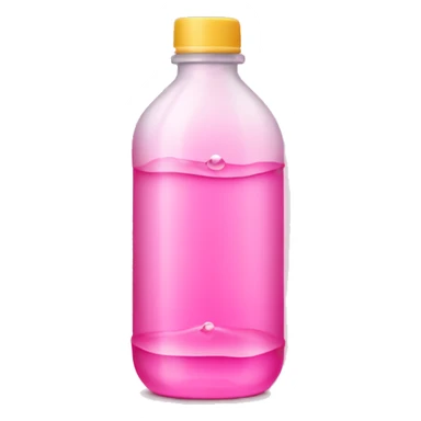 plastic bottle with crystaline pink liquid sticker