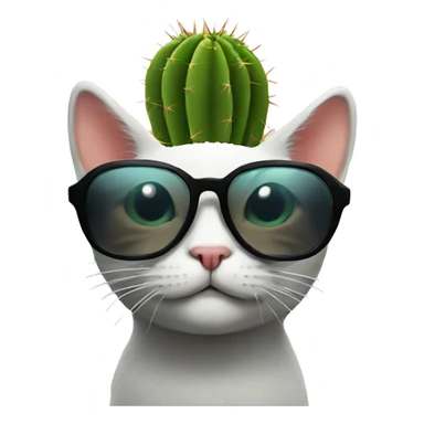 Cat with sunglasses and a cactus sticker