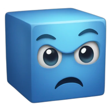 cube character with eyes in blue and grey colors sticker
