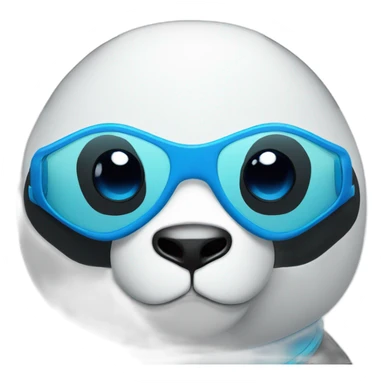 Panda head with blue swim goggles sticker